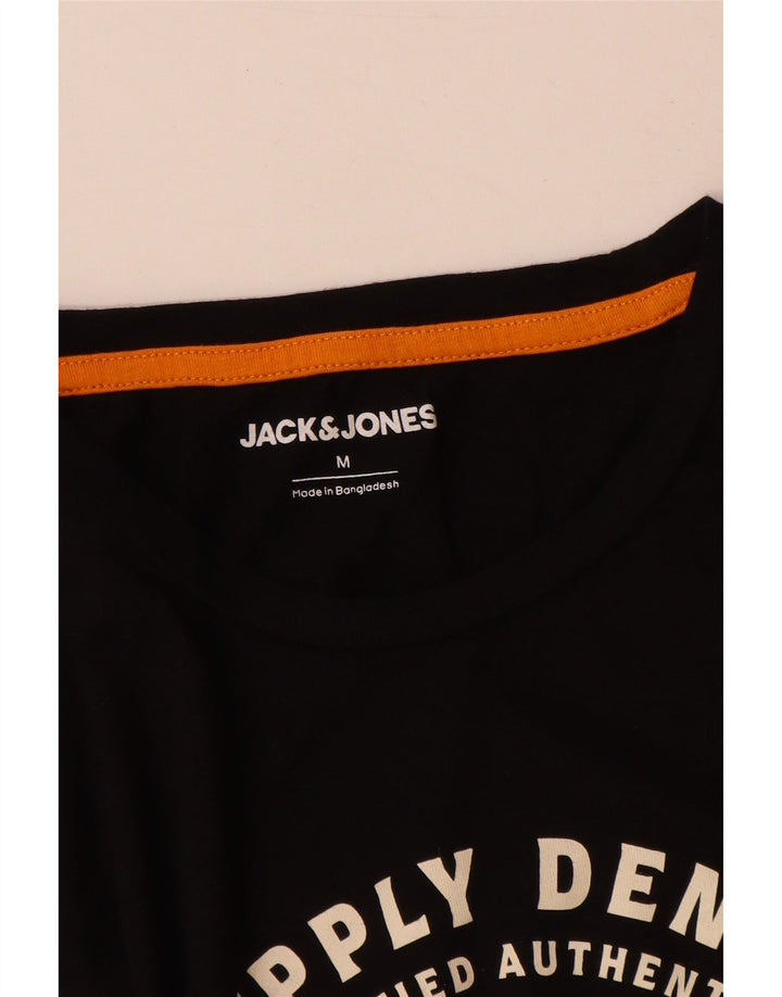 Jack & Jones Mens Graphic T-Shirt Top Medium Black Cotton