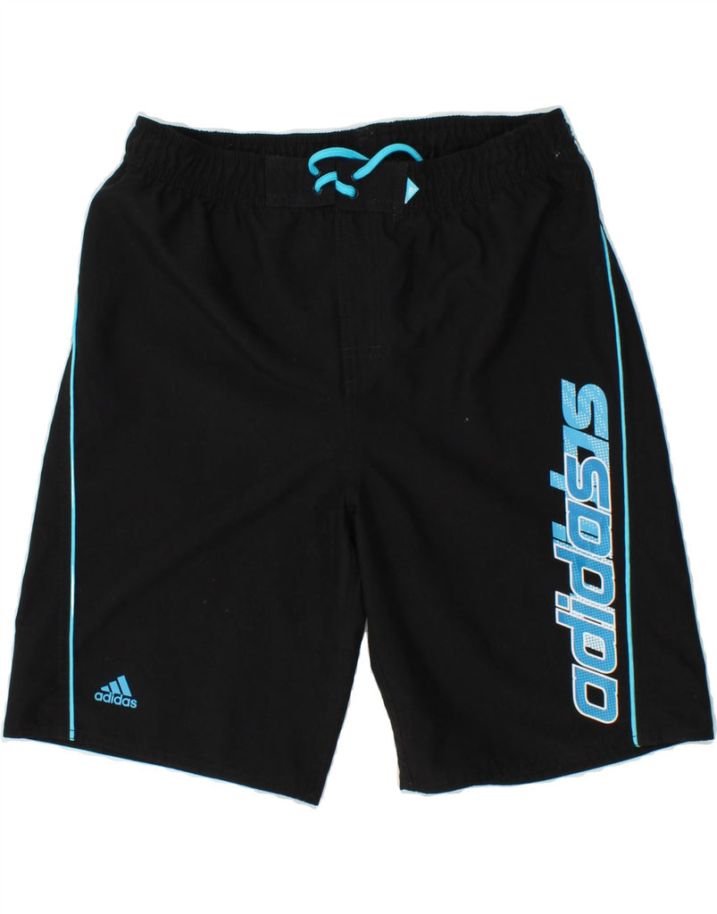 ADIDAS Boys Graphic Swimming Shorts 13-14 Years Black Polyester | Vintage Adidas | Thrift | Second-Hand Adidas | Used Clothing | Messina Hembry 