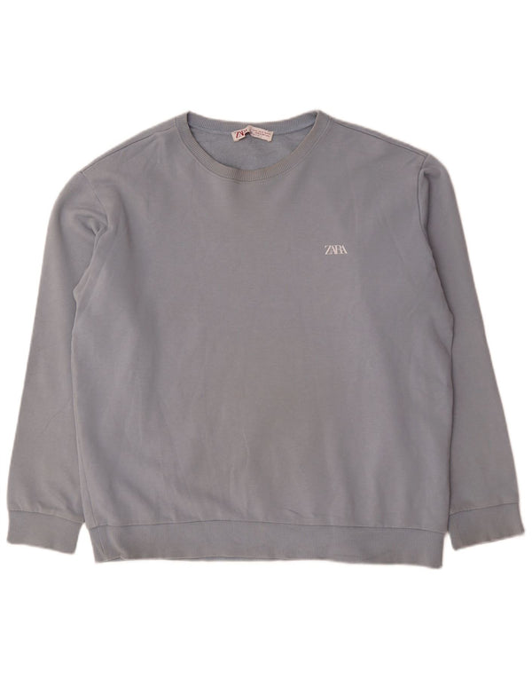 Zara Mens Sweatshirt Jumper XL Blue Cotton