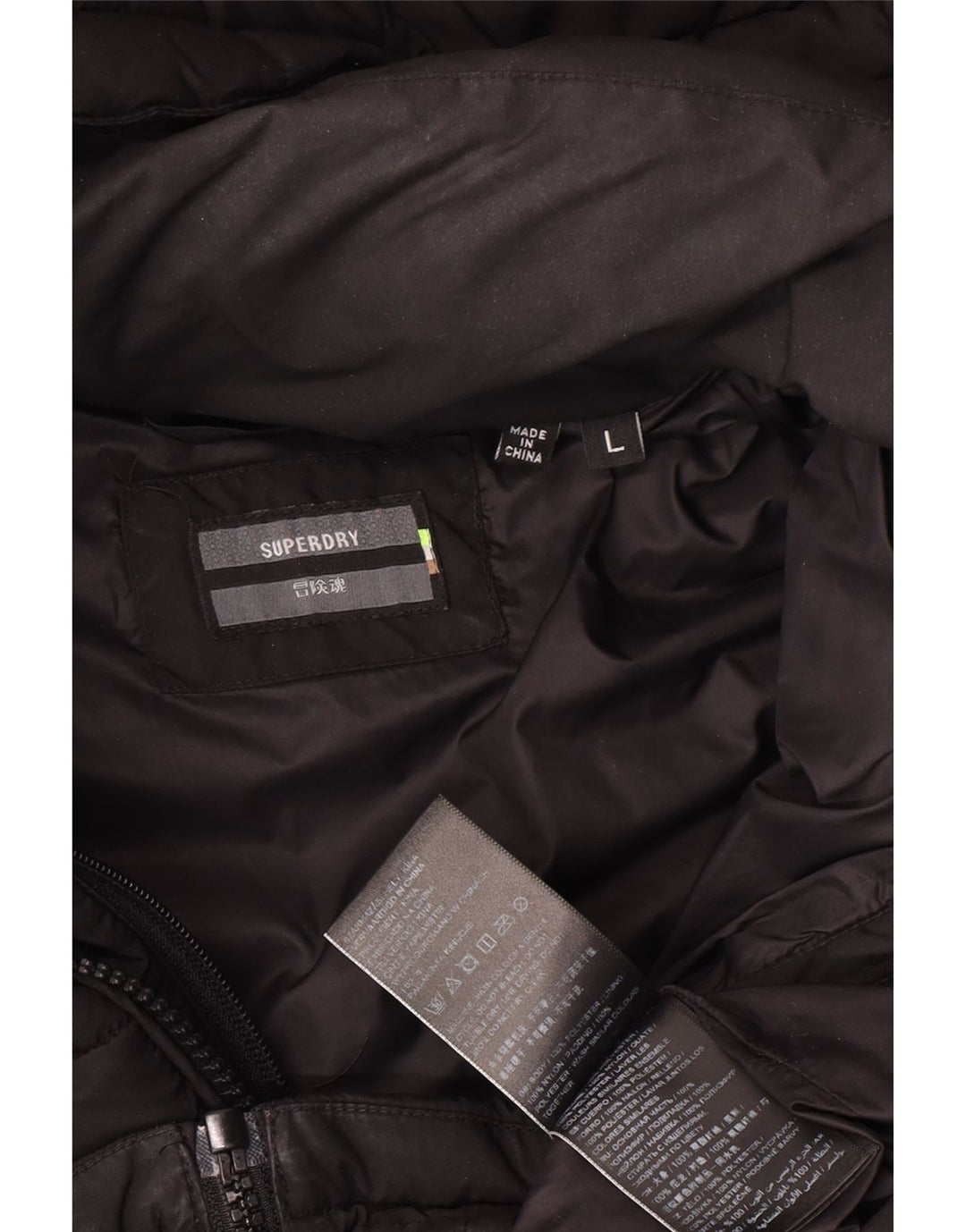 Superdry Mens Hooded Padded Jacket Large Black Polyester