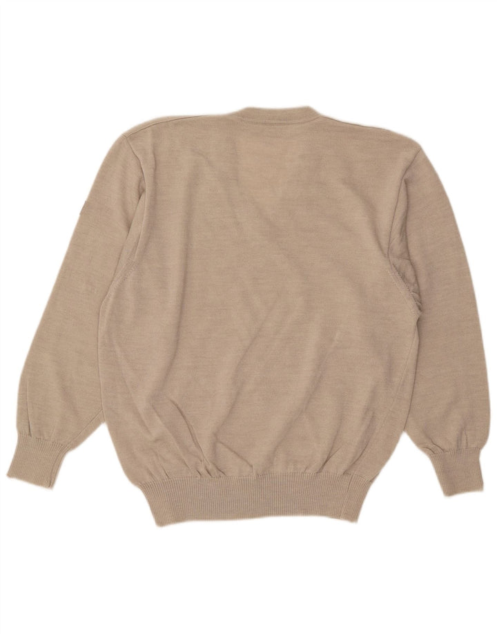 Marz Mens V-Neck Jumper Sweater IT 48 Medium Beige Wool