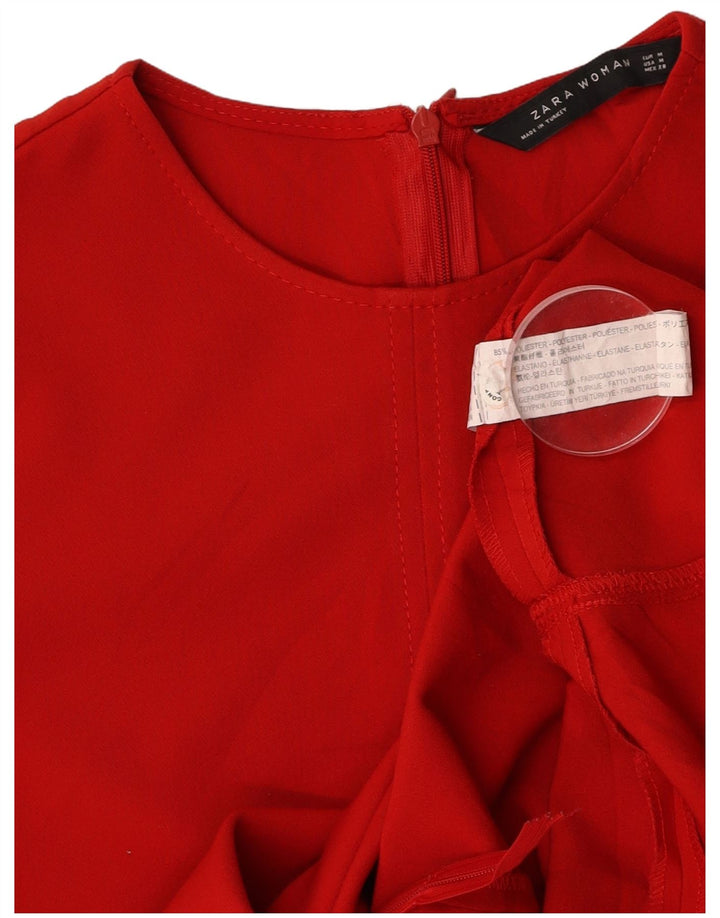 ZARA Womens Long Sleeve A-Line Dress UK 12 Medium Red Polyester