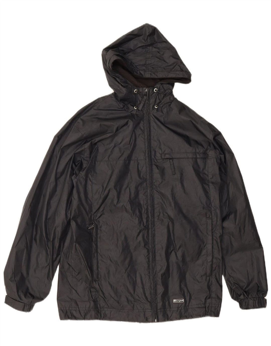 Champion Mens Hooded Rain Jacket UK 36 Small Black Polyamide