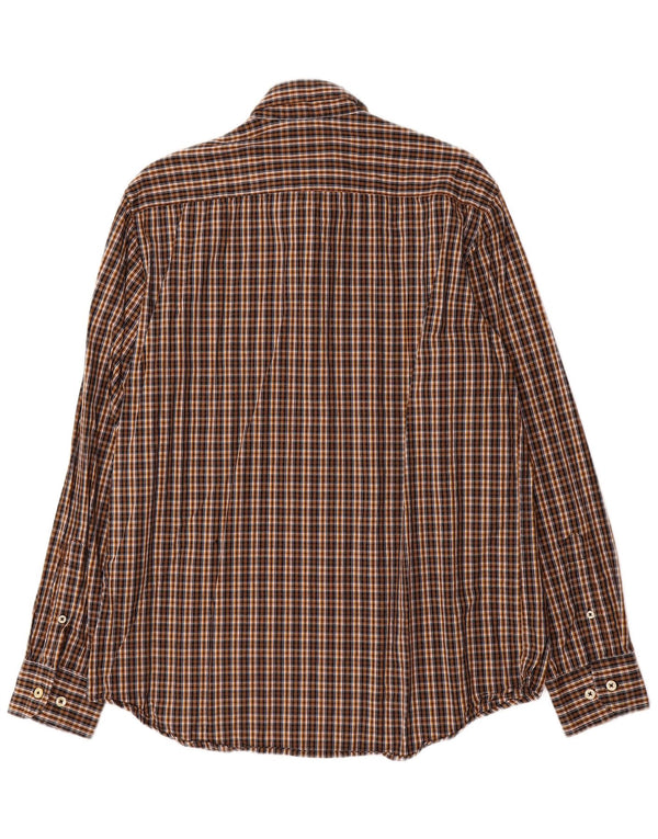 Carrera Mens Regular Fit Flannel Shirt Large Brown Check Cotton