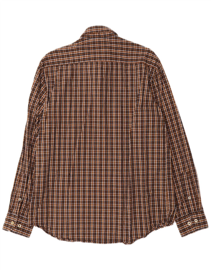 Carrera Mens Regular Fit Flannel Shirt Large Brown Check Cotton