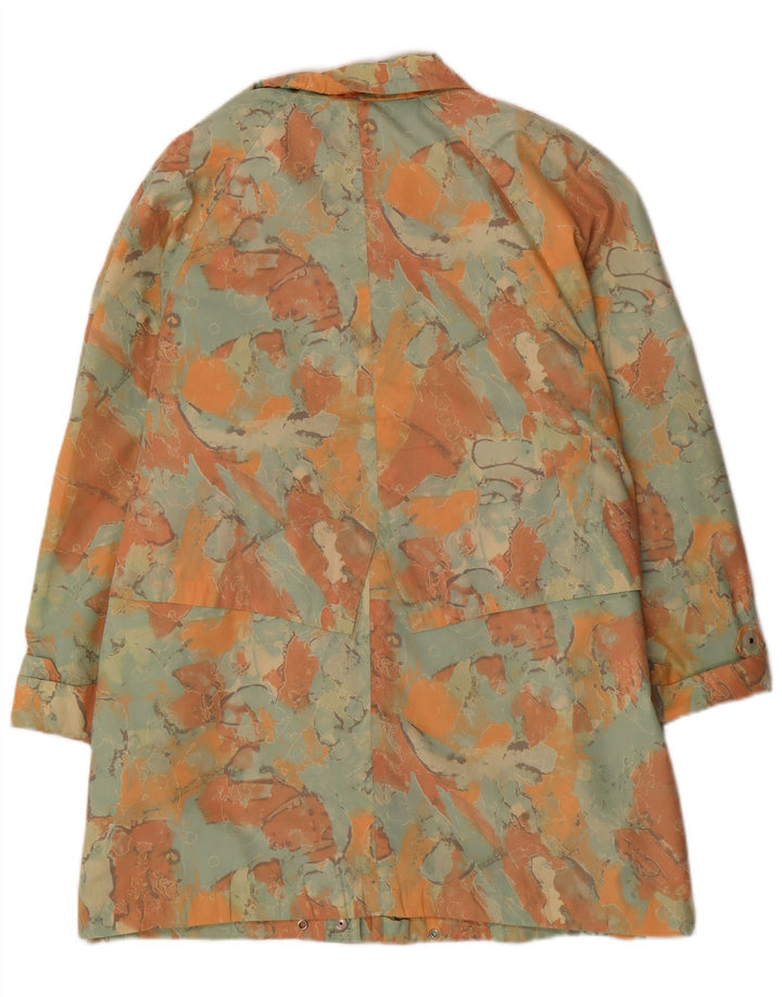 Vintage Womens Abstract Pattern Oversized Overcoat UK 18 XL Green Polyester