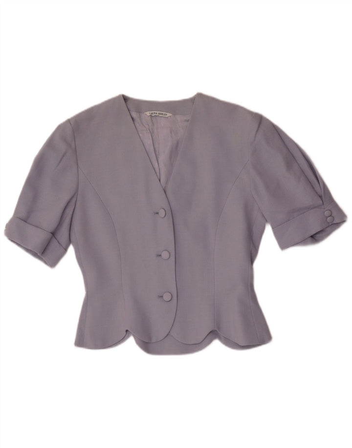 Laura Ashley Womens 3 Button Short Sleeve Blazer Jacket UK 10 Small Purple