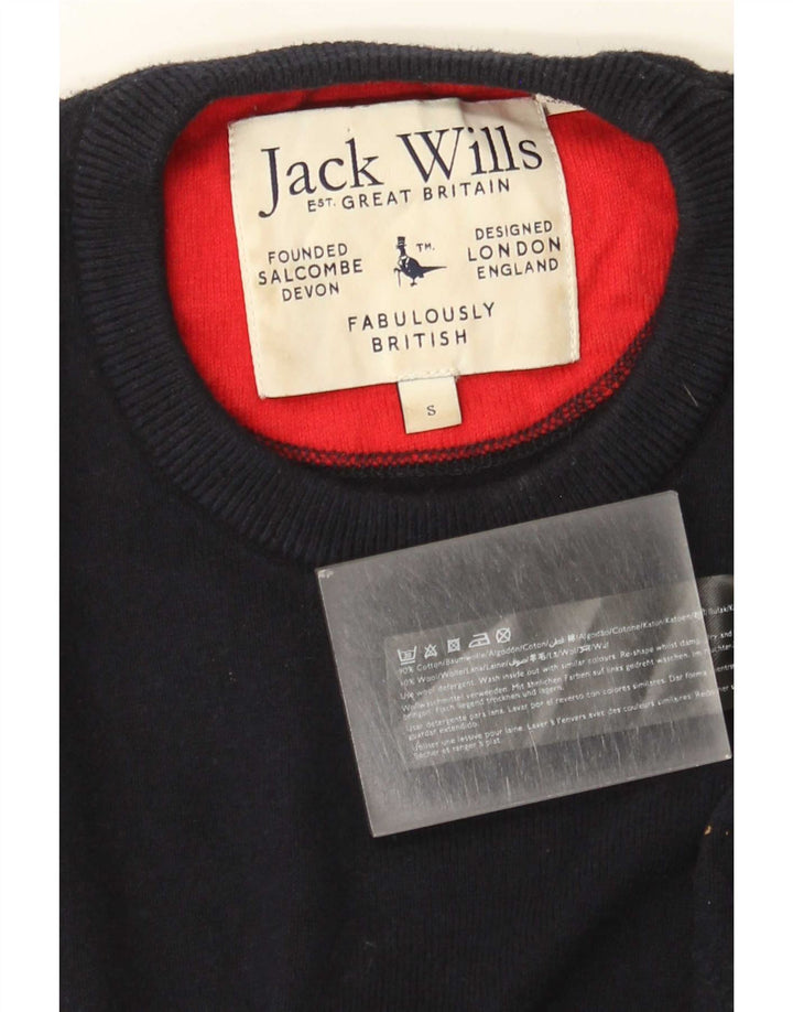 Jack Wills Mens Crew Neck Jumper Sweater Small Navy Blue Cotton