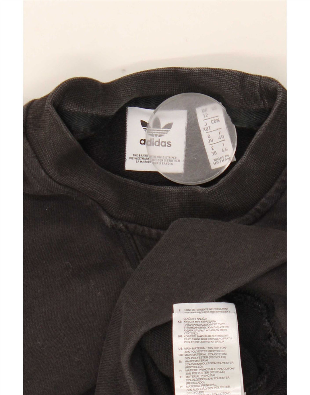 Adidas Womens Graphic Oversized Sweatshirt Jumper UK 12 Medium Black Cotton