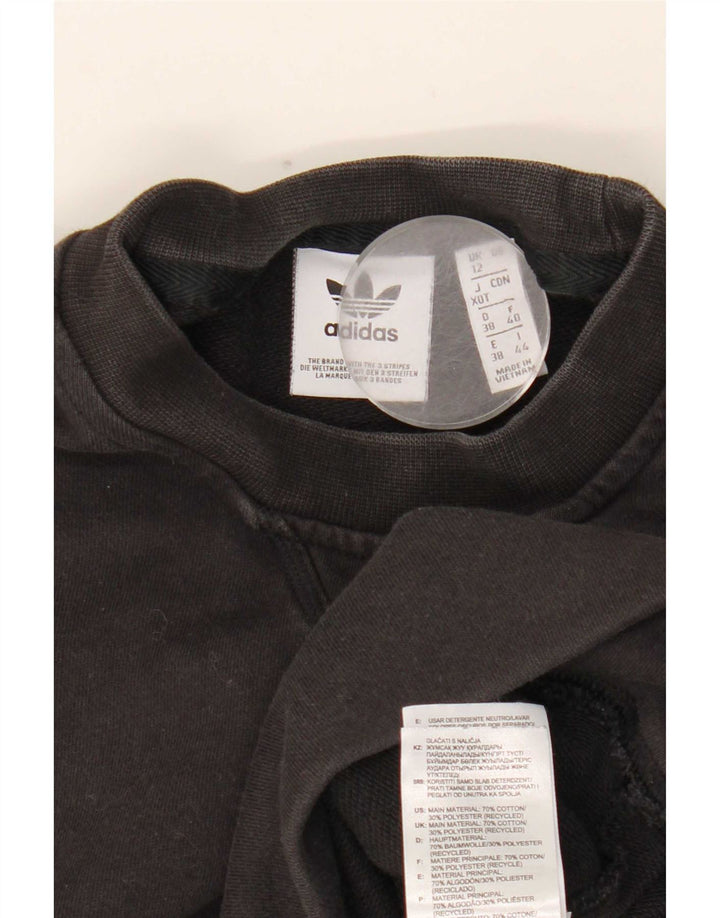 Adidas Womens Graphic Oversized Sweatshirt Jumper UK 12 Medium Black Cotton