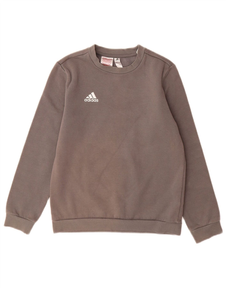 Adidas Boys Sweatshirt Jumper 9-10 Years Grey Cotton