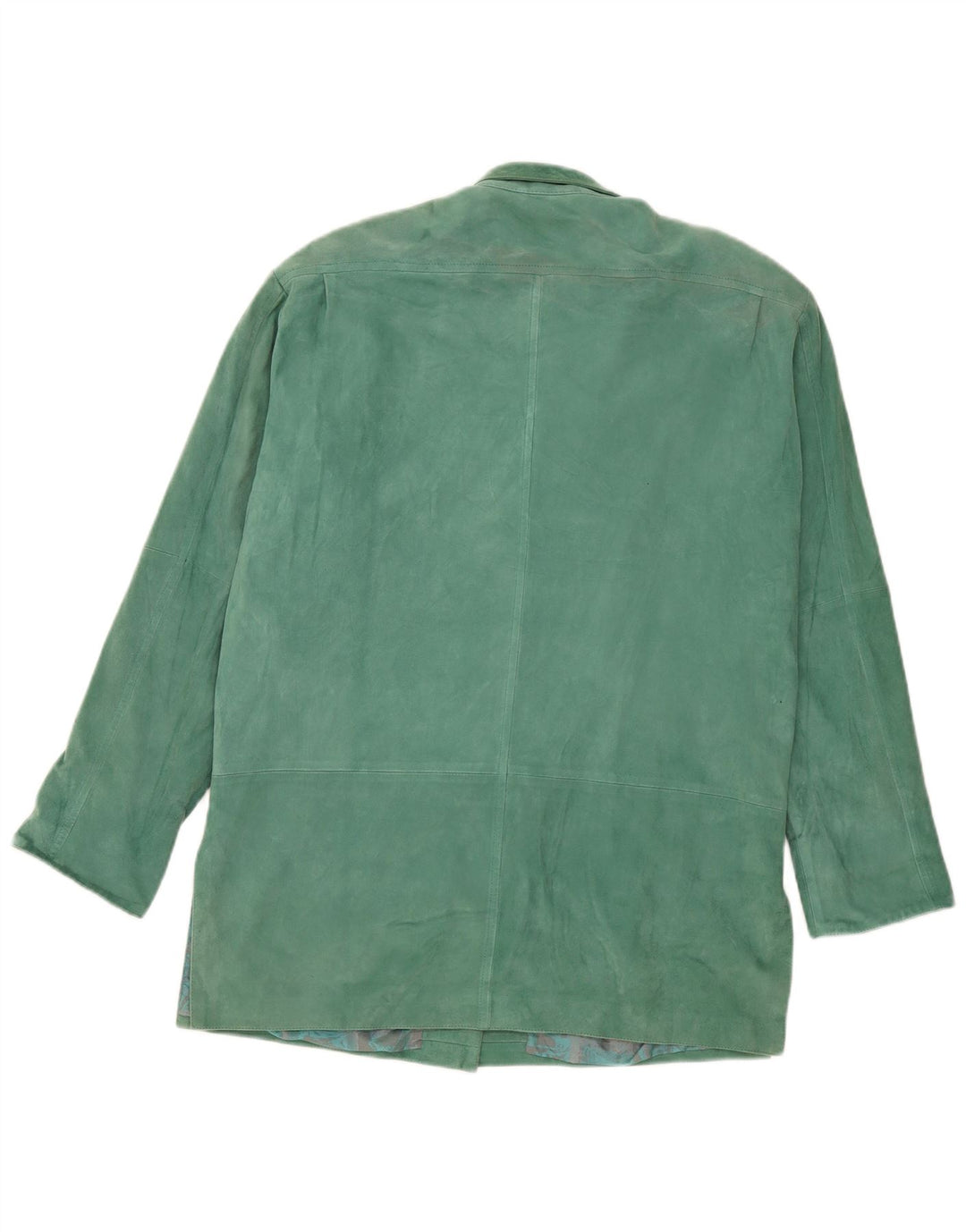 Vintage Womens Suede Overcoat UK 18 XL Green Leather