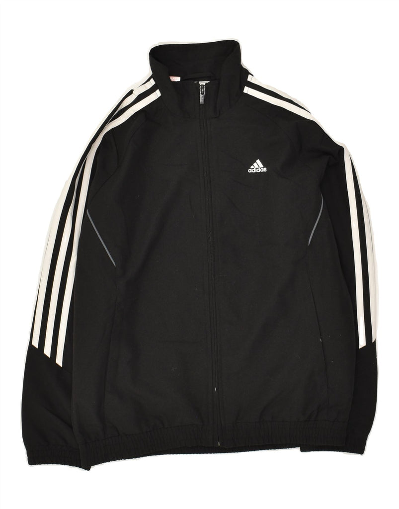 ADIDAS Boys Graphic Tracksuit Top Jacket 9-10 Years Black Polyester | Vintage Adidas | Thrift | Second-Hand Adidas | Used Clothing | Messina Hembry 