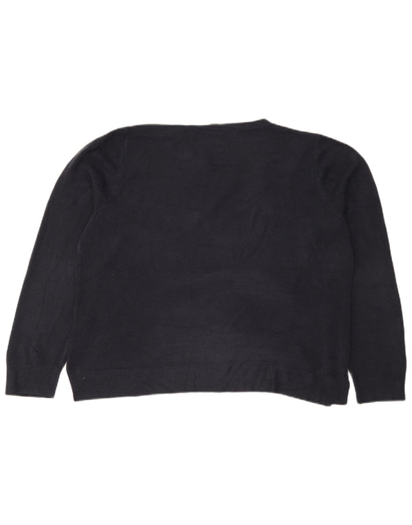 Marks & Spencer Womens Crew Neck Jumper Sweater UK 20 2XL Navy Blue Acrylic