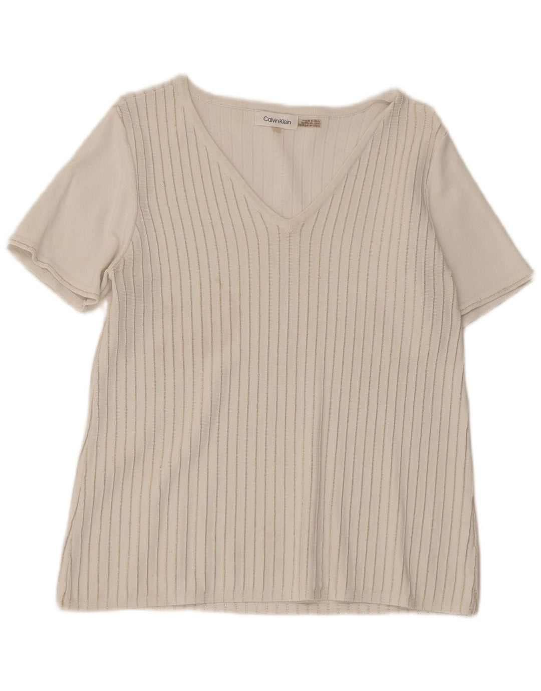 Calvin Klein Womens T-Shirt Top UK 10 Small White Striped