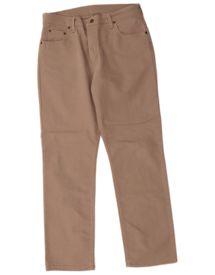 Wrangler Mens Regular Fit Straight Jeans W36 L32 Beige Cotton