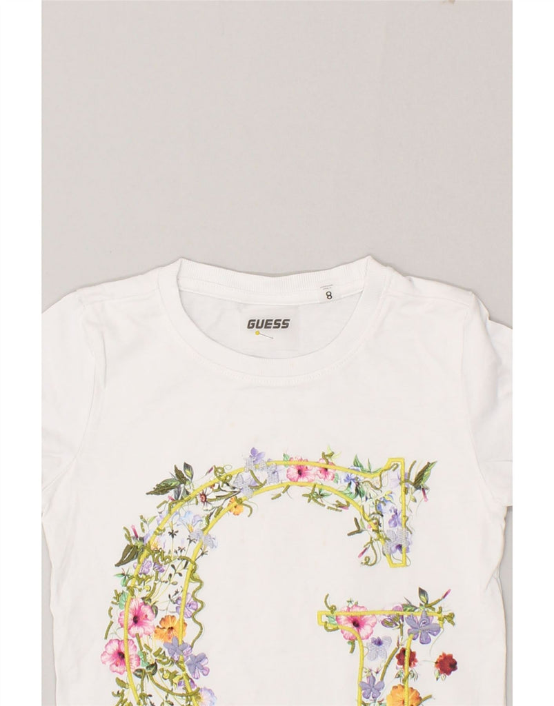 GUESS Girls Graphic T-Shirt Top 7-8 Years White Floral Cotton Vintage Guess and Second-Hand Guess from Messina Hembry 