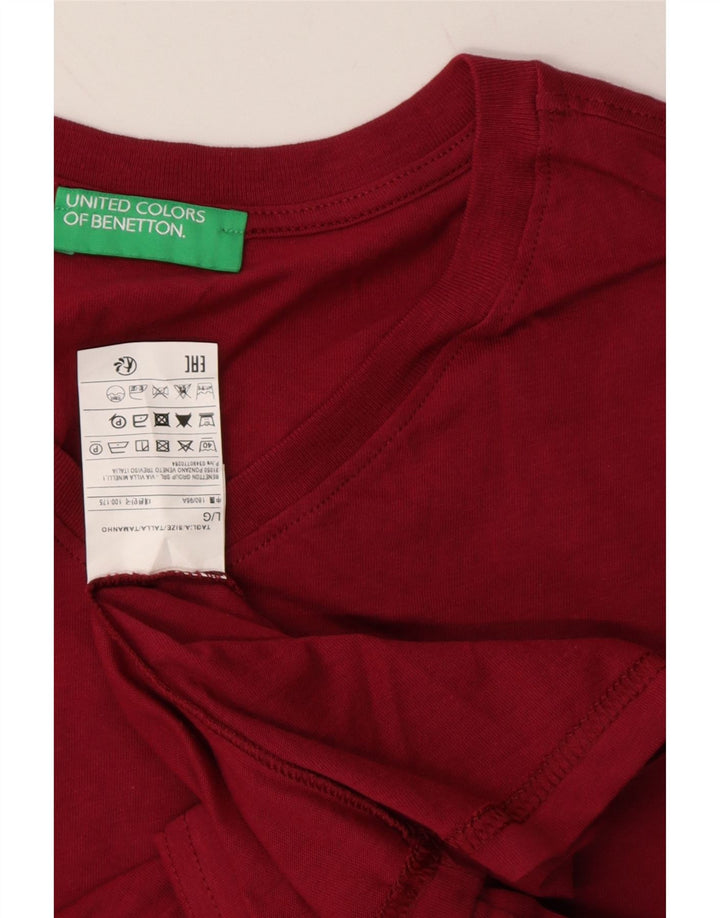 BENETTON Mens T-Shirt Top Large Burgundy Cotton Vintage Benetton and Second-Hand Benetton from Messina Hembry 