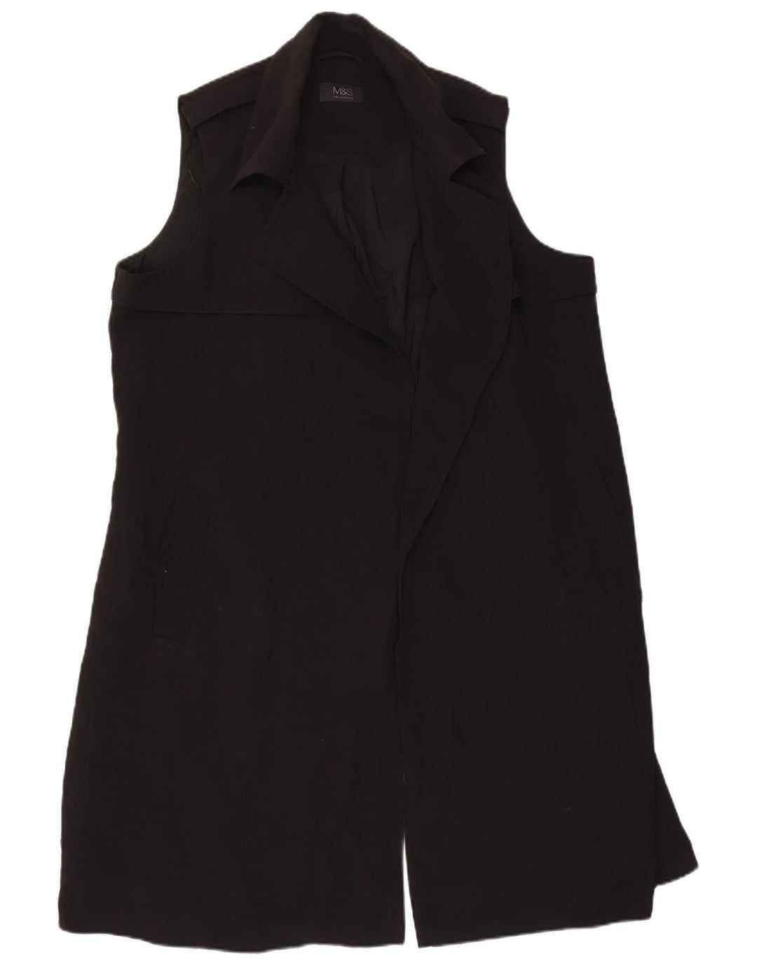 Marks & Spencer Womens Longline Sleeveless Blazer Jacket UK 18 XL Black