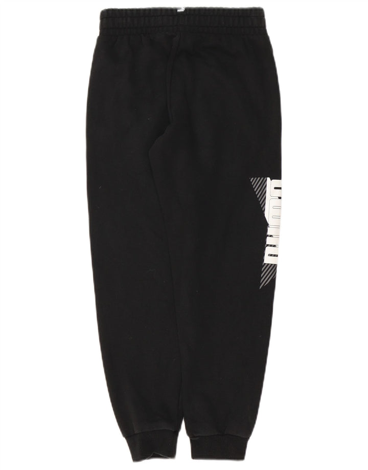 PUMA Boys Graphic Tracksuit Trousers Joggers 9-10 Years Black Cotton