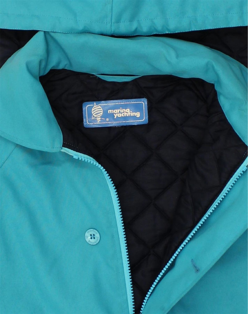 MARINA YACHTING Mens Hooded Windbreaker Jacket UK 40 Large Blue Polyester | Vintage Marina Yachting | Thrift | Second-Hand Marina Yachting | Used Clothing | Messina Hembry 