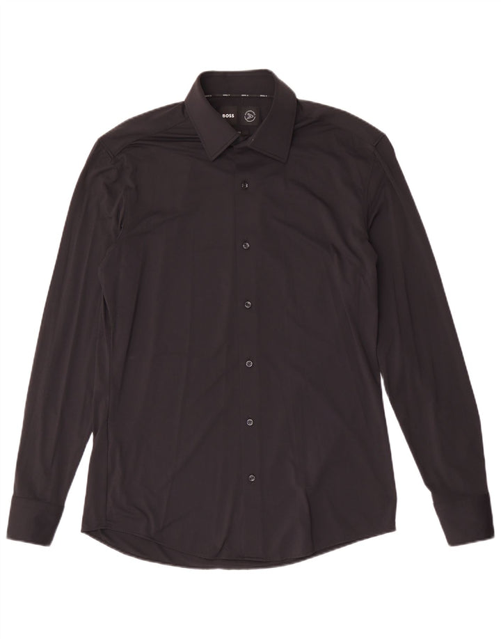 Hugo Boss Mens Slim Fit Shirt Size 40 Medium Black Polyamide