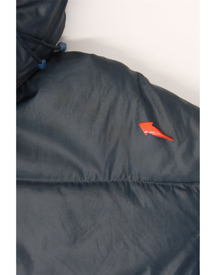 VINTAGE Mens Hooded Padded Jacket UK 38 Medium Navy Blue
