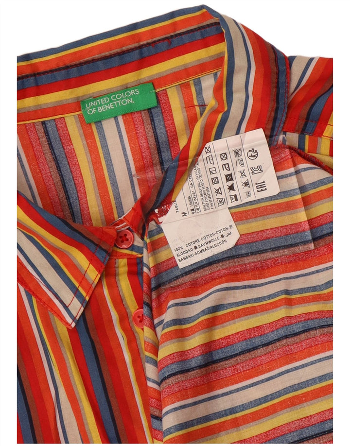 BENETTON Womens Shirt UK 14 Medium Multicoloured Striped Cotton