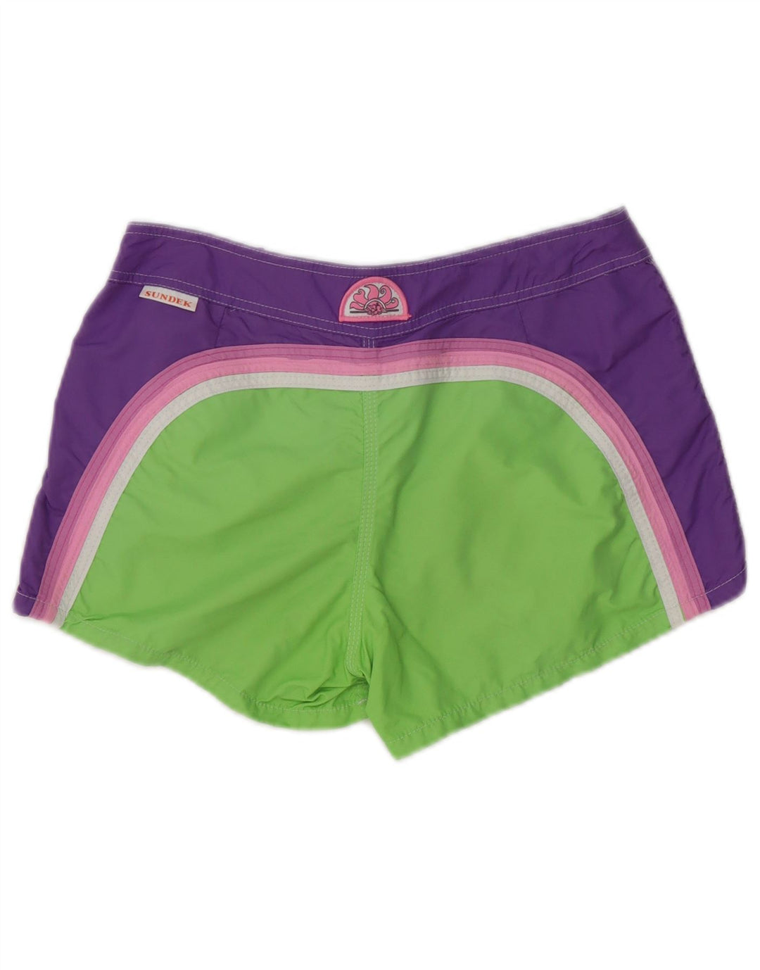 Sundek Womens Swimming Shorts UK 10 Small Green Colourblock Polyester