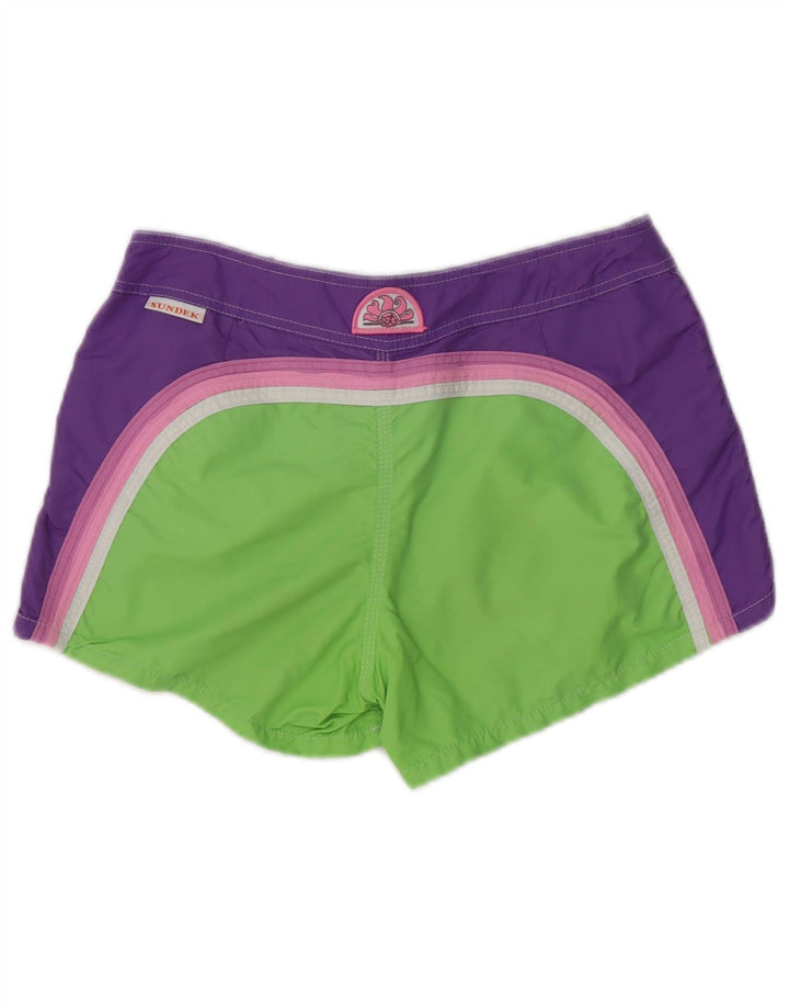 Sundek Womens Swimming Shorts UK 10 Small Green Colourblock Polyester