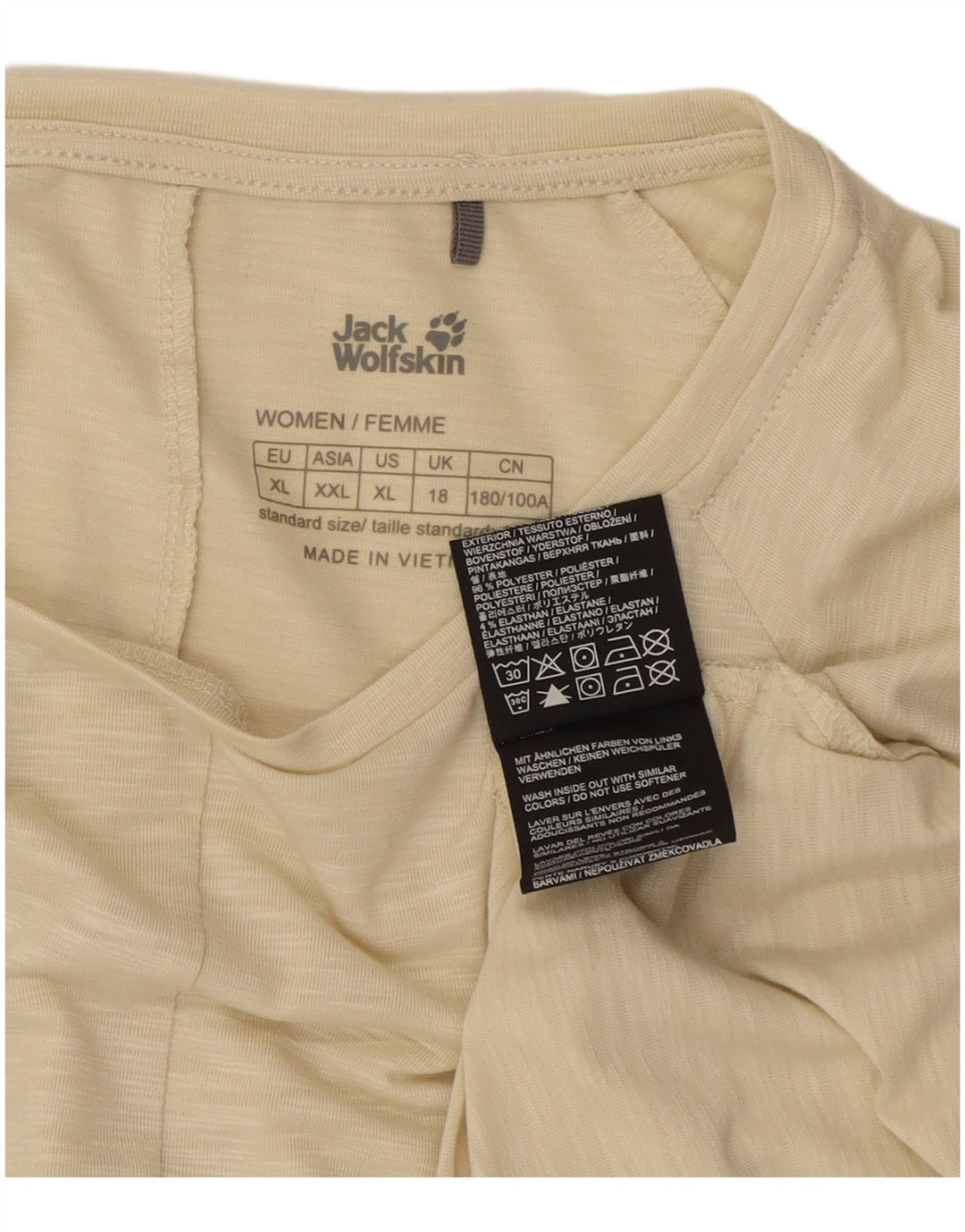 Jack Wolfskin Womens Top Long Sleeve UK 18 XL Beige Flecked Polyester
