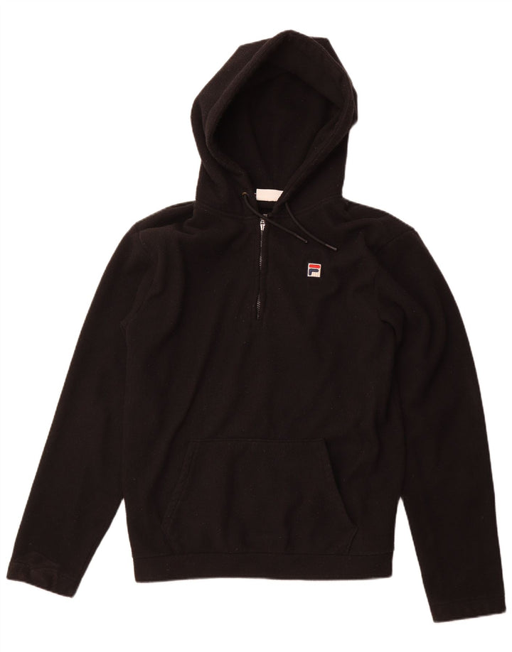 FILA Mens Hooded Zip Neck Fleece Jumper Medium Black Polyester