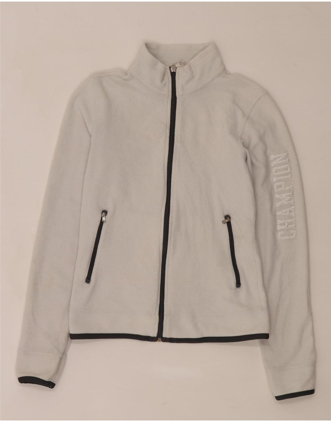 Champion Womens Graphic Fleece Jacket UK 10 Small White Polyester