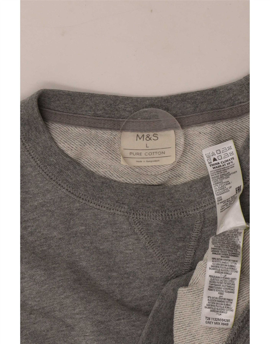 Marks & Spencer Mens Sweatshirt Jumper Large Grey Flecked Cotton