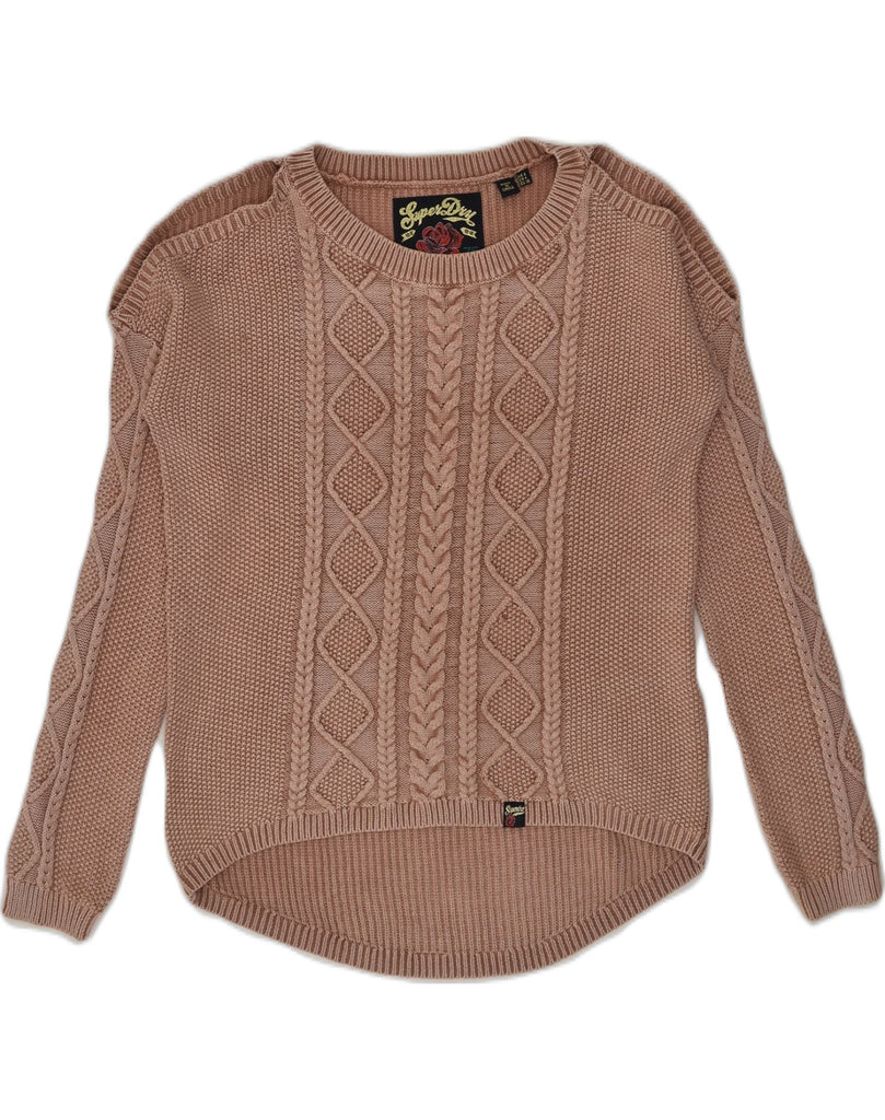 SUPERDRY Womens Crew Neck Jumper Sweater UK 8 Small Brown Cotton | Vintage Superdry | Thrift | Second-Hand Superdry | Used Clothing | Messina Hembry 