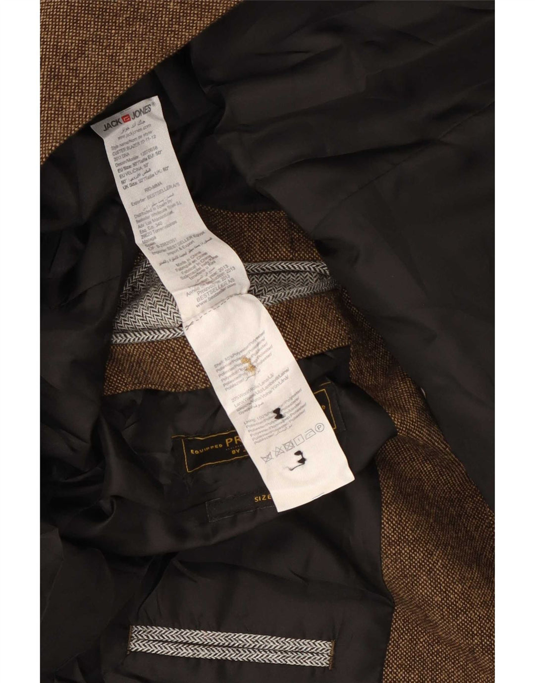Jack & Jones Mens 2 Button Blazer Jacket IT 50 Large Brown Polyester