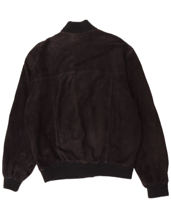 Vintage Mens Suede Bomber Jacket IT 56 3XL Black Leather