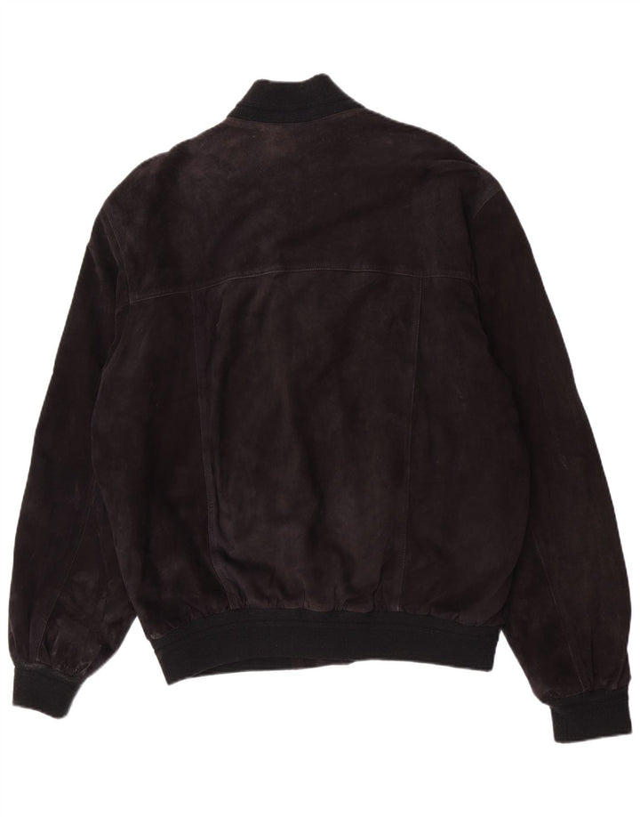 Vintage Mens Suede Bomber Jacket IT 56 3XL Black Leather