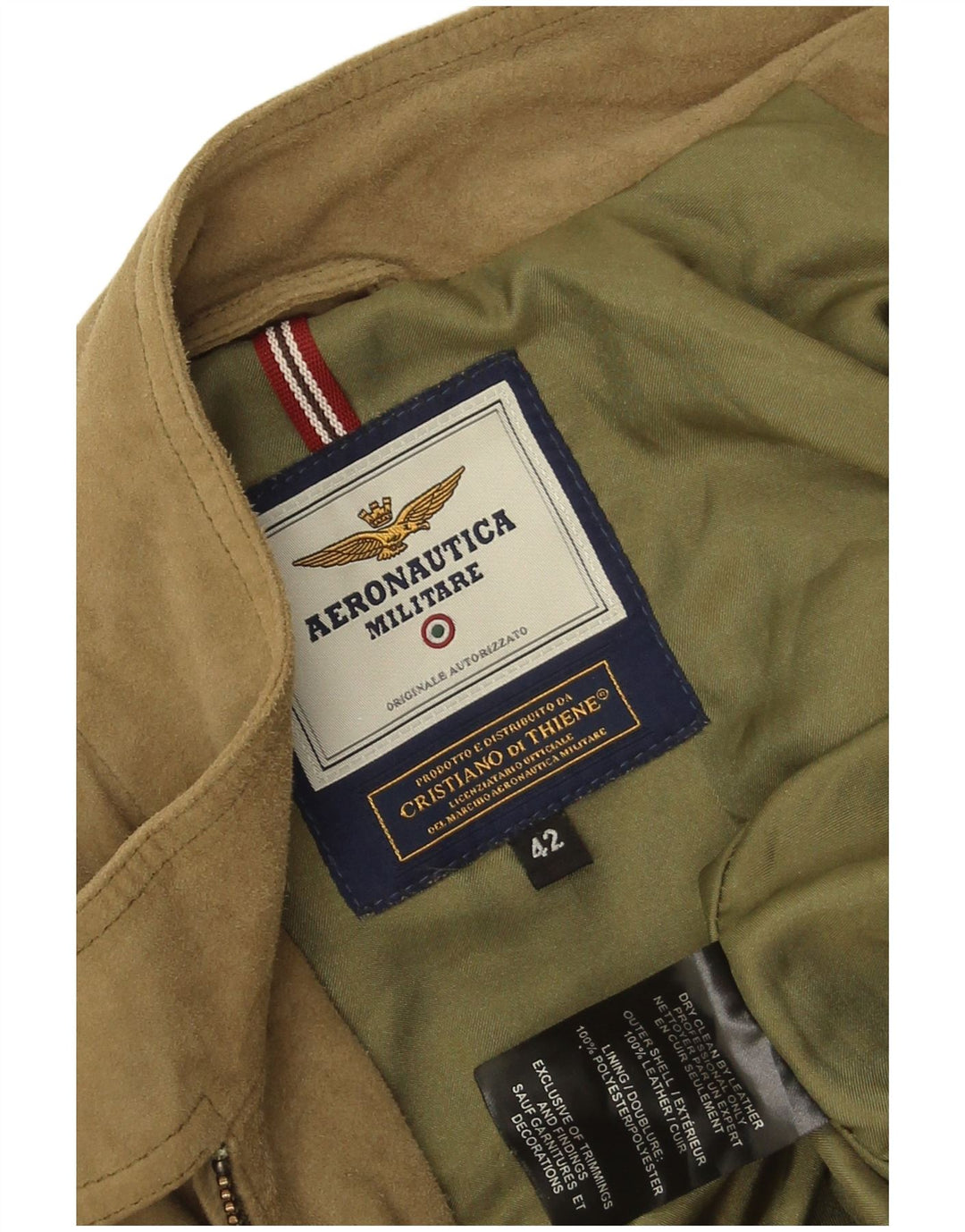 Aeronautica Militare Womens Crop Suede Jacket IT 42 Medium Khaki Leather