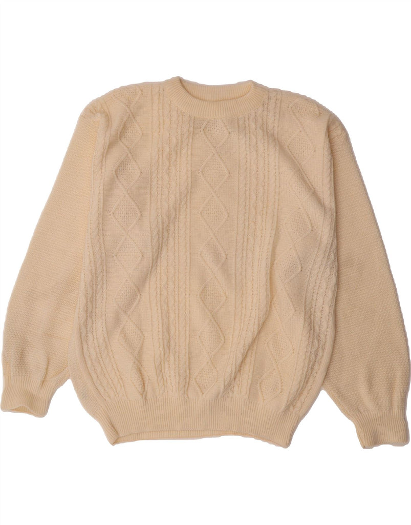 VINTAGE Mens Crew Neck Jumper Sweater IT 56 XL Off White Acrylic Vintage Vintage and Second-Hand Vintage from Messina Hembry 
