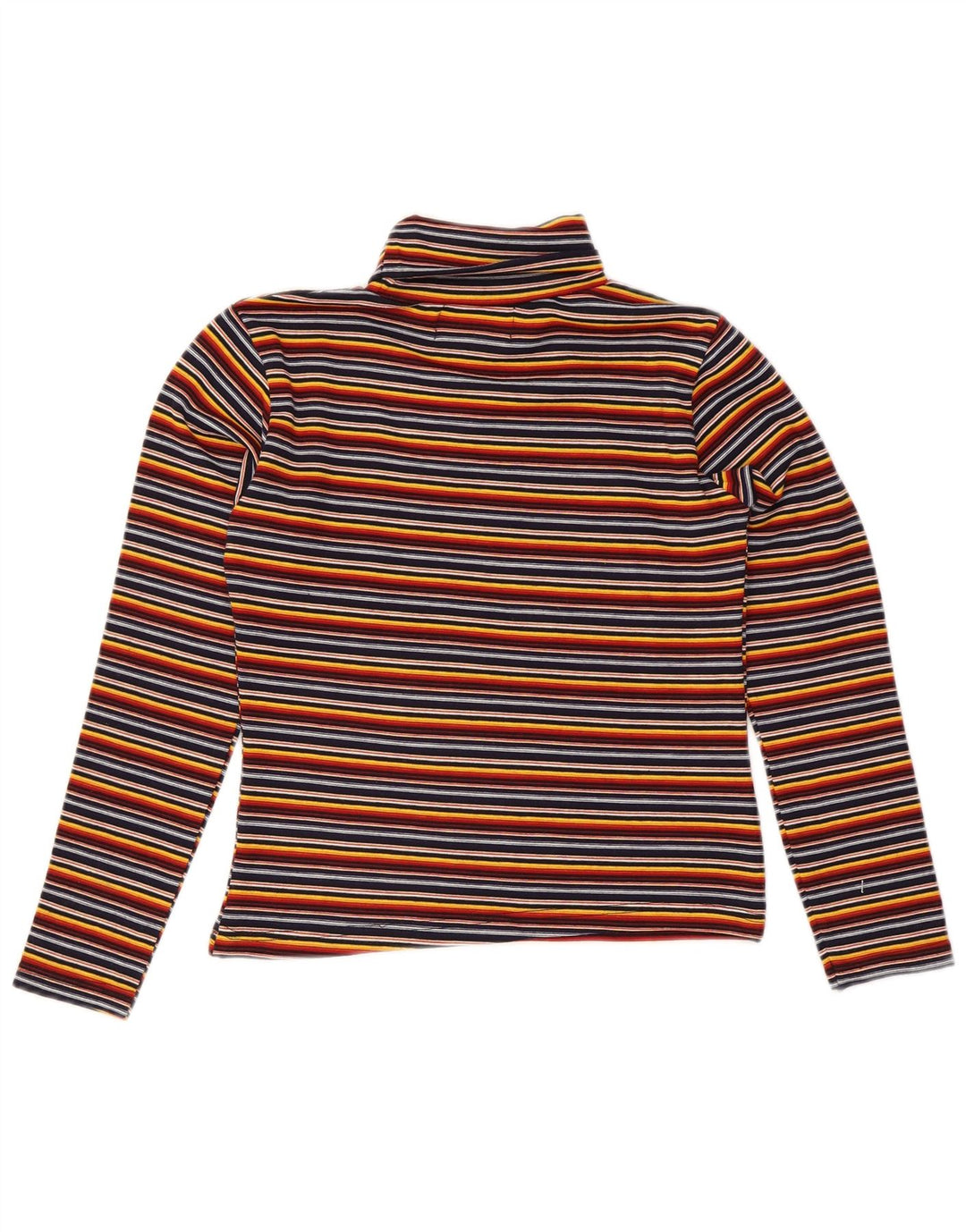 Vintage Womens Crop Roll Neck Top Long Sleeve US 2 XS Multicoloured Striped