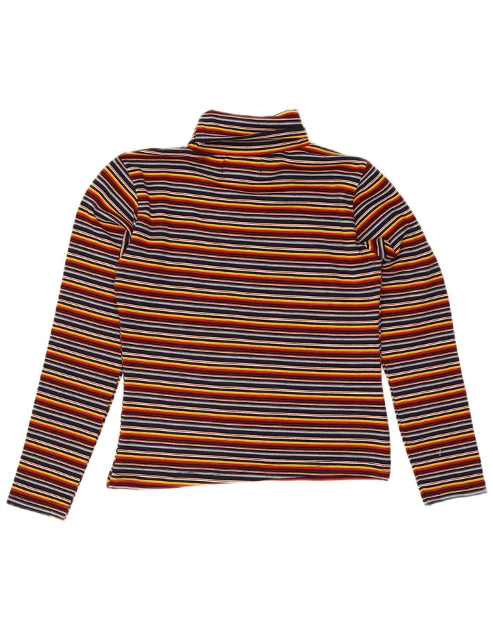 Vintage Womens Crop Roll Neck Top Long Sleeve US 2 XS Multicoloured Striped