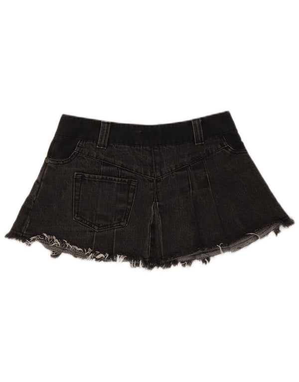 Topshop Womens Low Waist Mini Denim Skirt UK 8 Small W28 Black Cotton