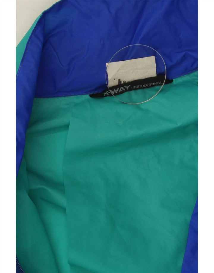 K-Way Mens Hooded Rain Jacket UK 38 Medium Green Colourblock Polyamide