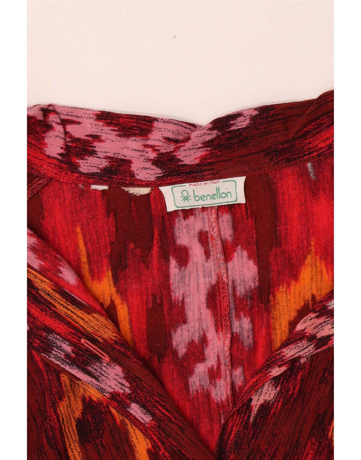 Benetton Womens Shirt Blouse UK 12 Medium Red Ikat