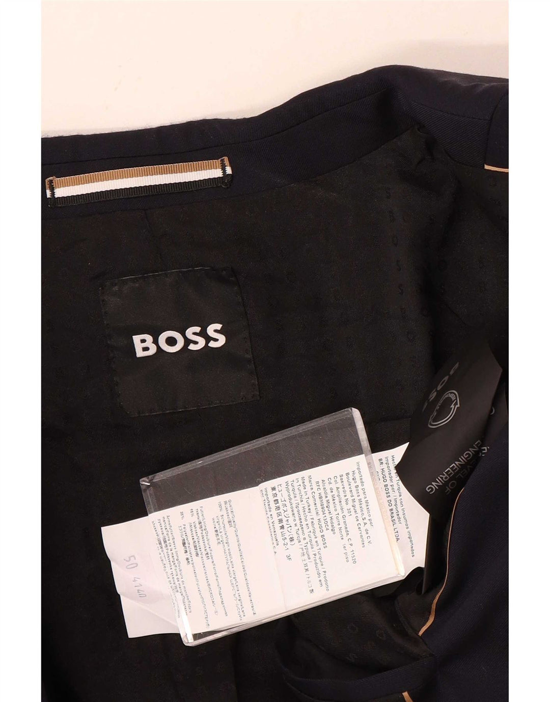 Hugo Boss Mens 2 Button Blazer Jacket EU 50 Large Navy Blue Wool
