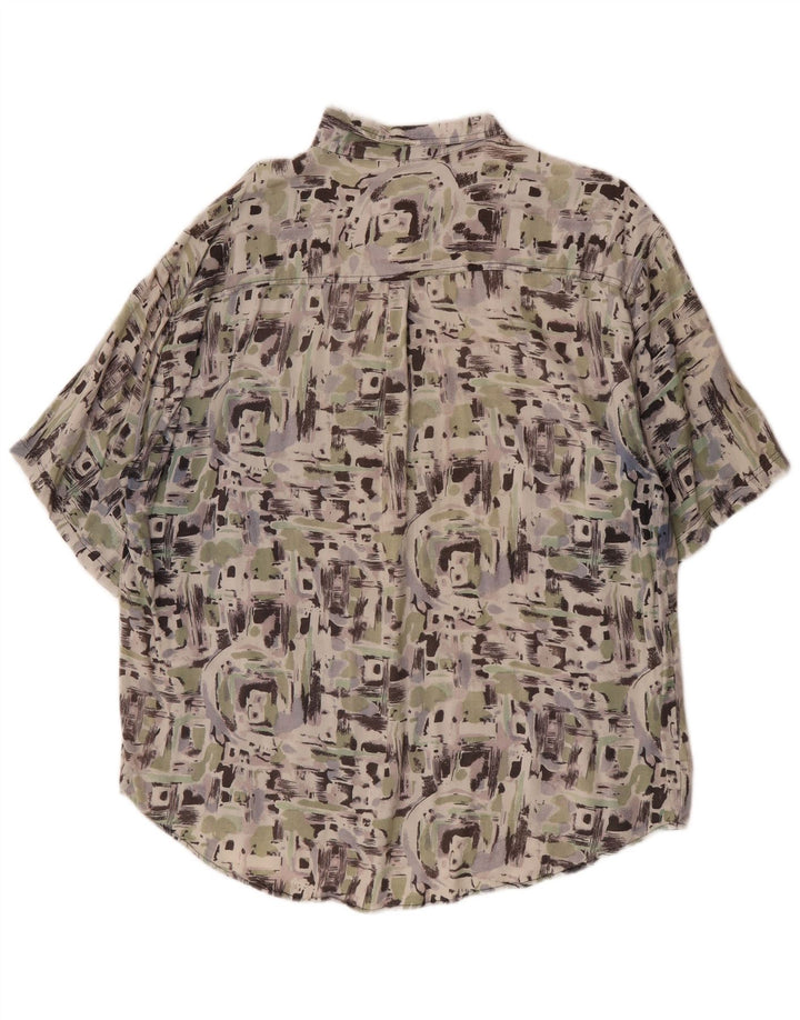 Vintage Mens Abstract Pattern Short Sleeve Shirt XL Multicoloured Rayon