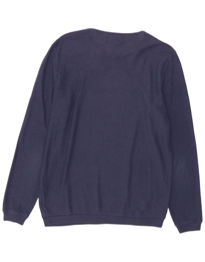 ZARA Mens Boat Neck Jumper Sweater Medium Navy Blue Polyester