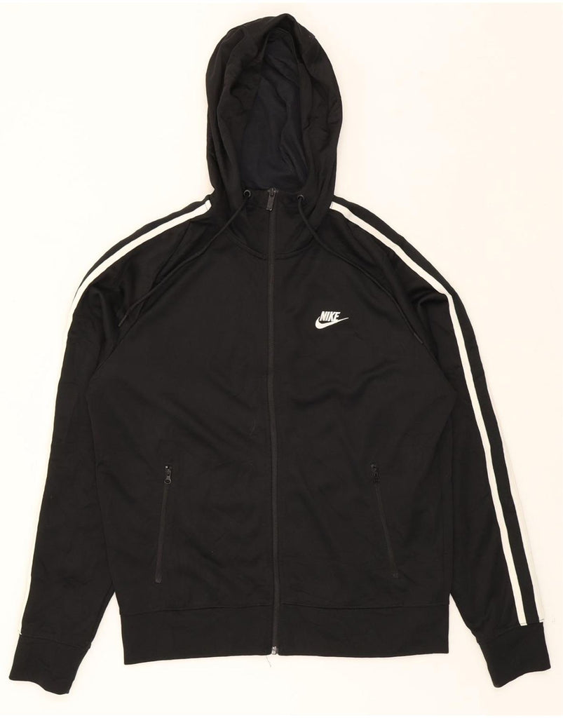NIKE Mens Zip Hoodie Sweater Medium Black Polyester Vintage Nike and Second-Hand Nike from Messina Hembry 