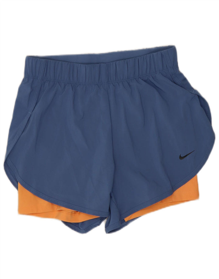 Nike Womens Dri Fit Sport Shorts UK 8 Small  Blue